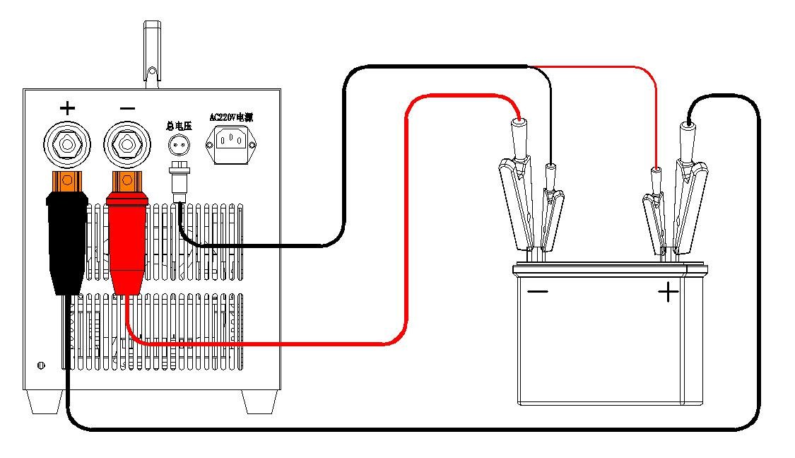 放電儀與蓄電池間線路連接示意圖